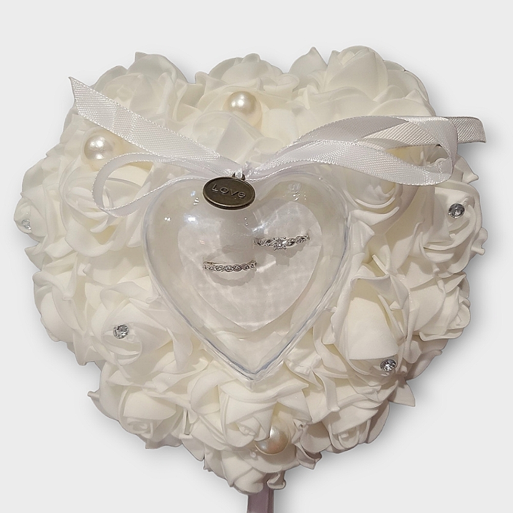 Bridal Ring Bearer Wedding Rings Heart Pillow